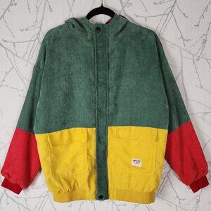 Mcckle Colorblock Patchwork Corduroy Full Zip Hooded Jacket